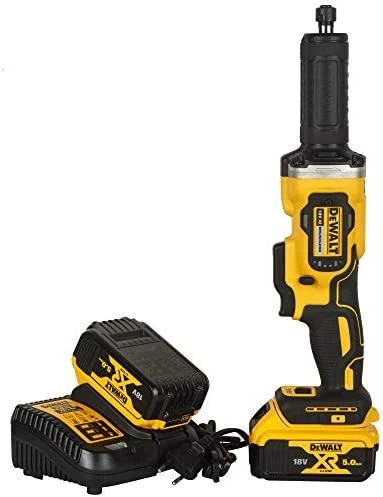 DEWALT tiesus šlifuoklis su 18V akumuliatorių komplektu