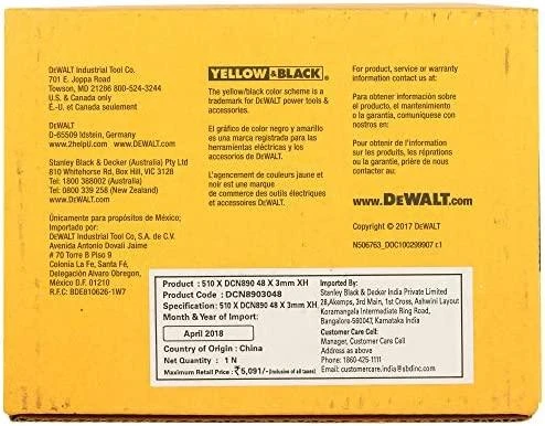 Stanley Vinys DeWalt DCN8903048; 48x3 mm; 510 vnt.