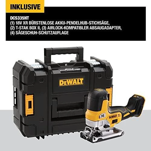 DEWALT akumuliatorinis siaurapjūklis DCS335NT 18V be akumuliatoriaus ir kroviklio su lagaminu TSTAK