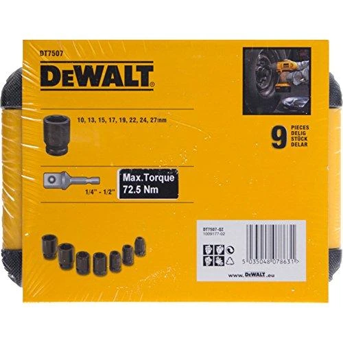Sukimo galvučių rinkinys DeWalt DT7507, 9vnt. 1/2"