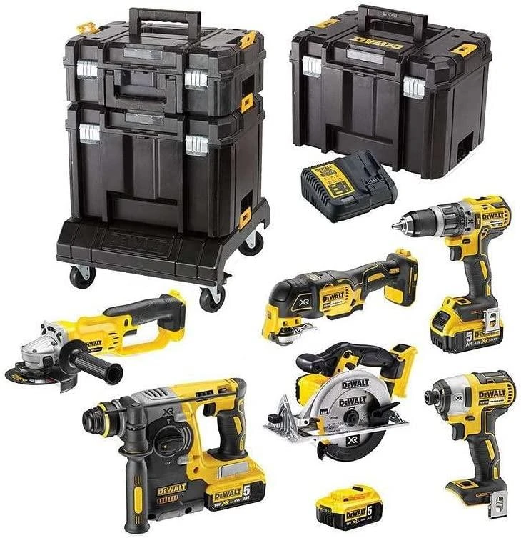 Įrankių rinkinys Dewalt DCK654P3T (DCD796 + DCF887 + DCG412 + DCS355 + DCS391 + DCB273); 18 V; 3x5,0 Ah akum.
