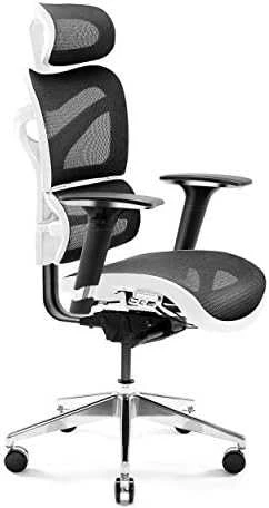 Ergonominė kėdė V-COMMANDER juodu tinkleliu ir baltu rėmu