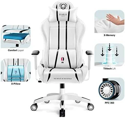 Žaidimų kėdė Diablo X-One 2.0 Gaming Chair King, Balta-juoda