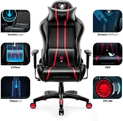 Diablo Chairs Žaidimų kėdė Diablo X-One 2.0 Gaming Chair Normal, Juoda-raudona
