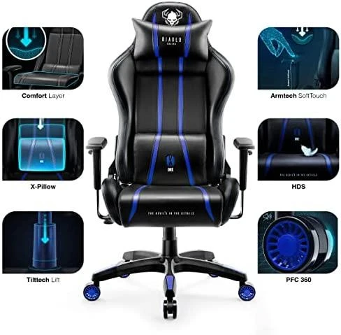 Žaidimų kėdė Diablo X-One 2.0 Gaming Chair Normal, Juoda-mėlyna