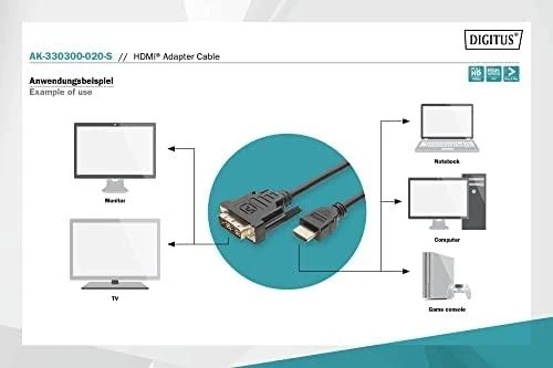 Kabelis Digitus HDMI - DVI-D 2m juoda (DB-330300-020-S)