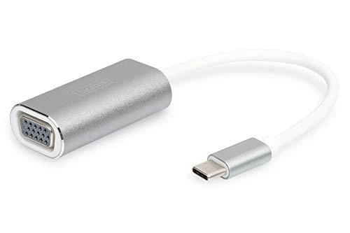 Assmann Electronic DIGITUS USB3.0 Typ C VGA grafinis adapteris Alu korpusas 20cm kabelio mikroschemų rinkinys VL100+IT6513 baltas
