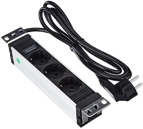 Assmann Electronic DIGITUS Outlet stripe 3x 10Inch 4000W 16A juodas su montavimo komplektu