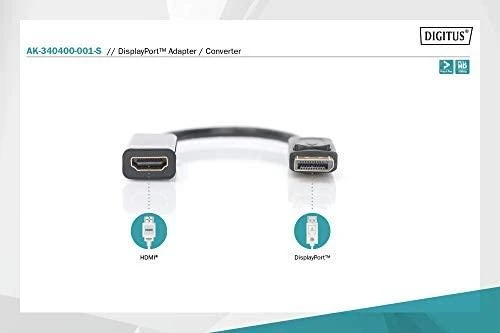 Assmann Electronic „Assmann“ elektroninio DIGITUS adapterio kabelio ekranasPrievadas HDMI M/F 0,15 m AW28