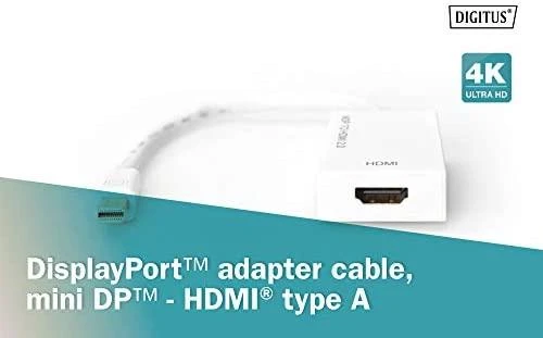 Assmann Electronic ASSMANN DisplayPort adapterio kabelis mini DP - HDMI tipas AM/F 0 2m HDMI Ver. 2.0 aktyvus CE auksinis wh