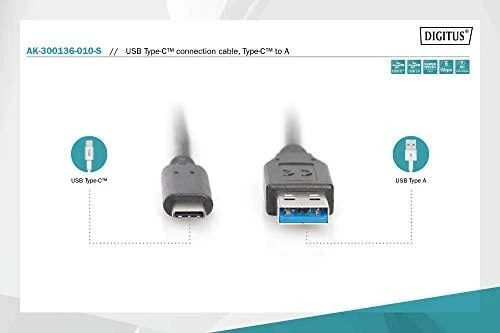 Assmann Electronic ASSMANN USB Type-C jungties kabelis, tipas C iki A M/M 1,0 m Super Speed bl