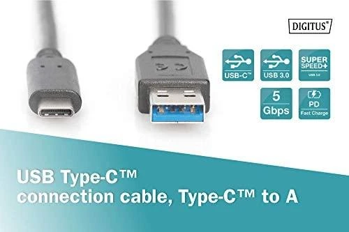 Assmann Electronic ASSMANN USB Type-C jungties kabelis, tipas C iki A M/M 1,0 m Super Speed bl