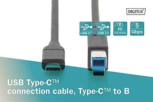 Assmann Electronic ASSMANN USB Type-C jungties kabelis tipas C iki B M/M 1.8m 3A 5GB 3.0 Versija CE bl