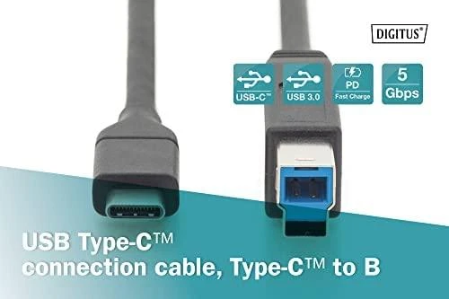 Assmann Electronic ASSMANN USB Type-C jungties kabelis tipas C iki B M/M 1.8m 3A 5GB 3.0 Versija CE bl