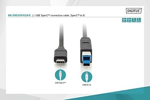 Assmann Electronic ASSMANN USB Type-C jungties kabelis tipas C iki B M/M 1.8m 3A 5GB 3.0 Versija CE bl