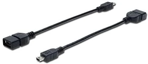 Assmann Electronic ASSMANN USB 2.0 adapterio kabelis OTG tipo mini B - A M/F 0.2m USB 2.0 atitinka bl