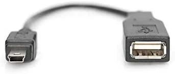 Assmann Electronic ASSMANN USB 2.0 adapterio kabelis OTG tipo mini B - A M/F 0.2m USB 2.0 atitinka bl