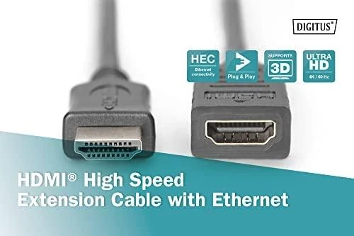 Assmann Electronic ASSMANN HDMI High Speed ilgintuvas A tipas M F 2.0m w Ethernet Ultra HD 24p auksinis bl