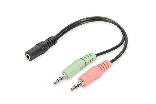 ASSMANN 3,5 mm 4 kontaktų M iki 2 x 3,5 mm 3 kontaktų F GARSO adapteris 0,2 m, AK-510301-002-S