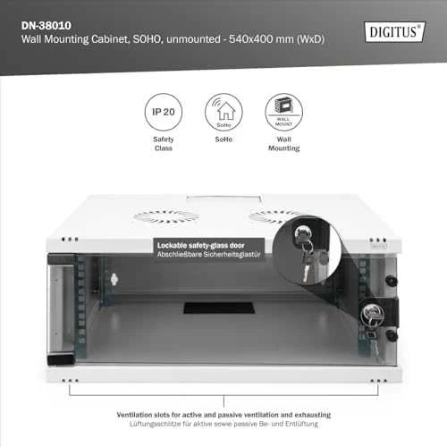 Digitus DN-38010 lentyna 4U Sieninis stovas Pilka