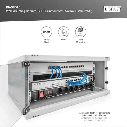 Digitus DN-38010 lentyna 4U Sieninis stovas Pilka