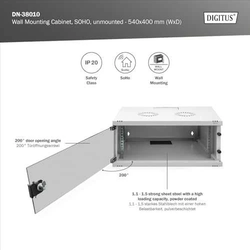Digitus DN-38010 lentyna 4U Sieninis stovas Pilka