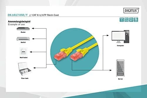 DIGITUS Patchkabel Cat6 U/UTP 2xRJ45 5.0m gelb LSZH
