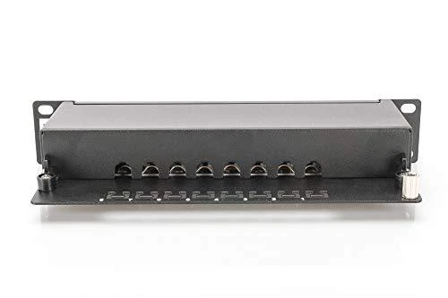 Assmann Electronic DIGITUS CAT 6 E klasės skydelis ekranuotas 8 prievadų RJ45 8P8C LSA 1U 254 mm (10 colių) Rack Mount spalva juodas RAL 9005