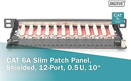 Digitus Cat.6A Slim Patchpanel,geschirmt,12-Port,0,5HE,10"sw (DN-91612S-SL-EA)