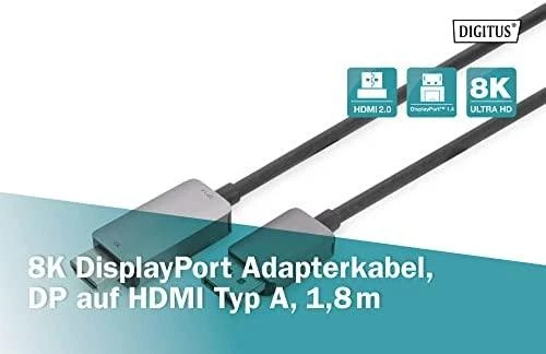 Digitus DB-340305-018-S vaizdo kabelio adapteris 1,8 m DisplayPort HDMI Juoda