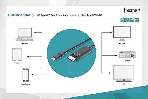 Assmann Electronic ASSMANN USB Type-C Gen 2 Adapteris C Type-DP prie DP