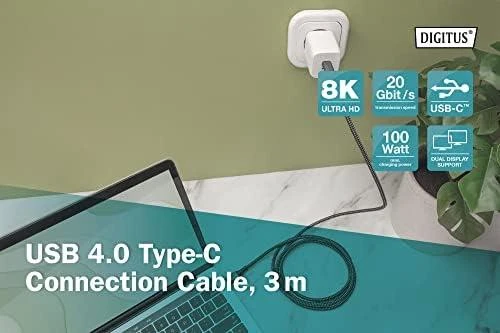Kabelis USB Digitus USB-C - USB-C 3 m Juodas (DB-300443-030-S)