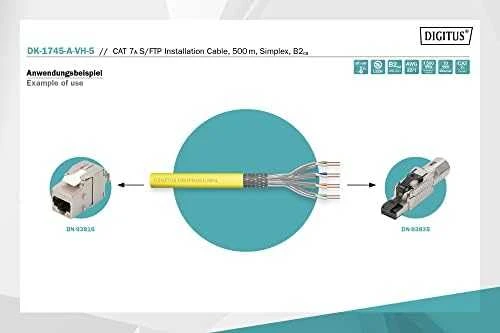 Assmann Electronic DIGITUS Montavimo kabelis cat.7 S/FTP B2ca vientisas laidas AWG 23/1 LSOH 500m oranžinis ritė