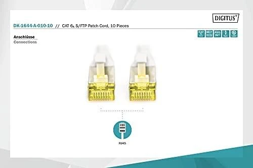 Digitus Kabelis krosowy CAT 6A, S/FTP, 1m, 10 vnt, pilka (DK-1644-A-010-10)