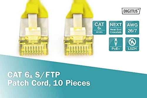 Digitus Kabelis krosowy CAT 6A, S/FTP, 2m, 10 vnt, geltona (DK-1644-A-020-Y-10)