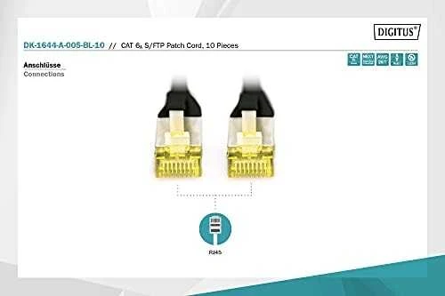 Digitus Kabelis krosowy CAT 6A, S/FTP, 0.5m, 10 vnt, juoda (DK-1644-A-005-BL-10)