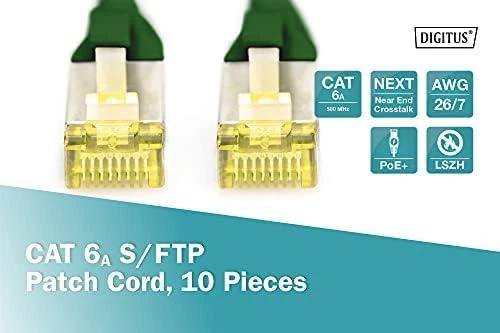 Digitus DIGITUS 10 vnt kabla CAT 6A S/FTP 1m žalia