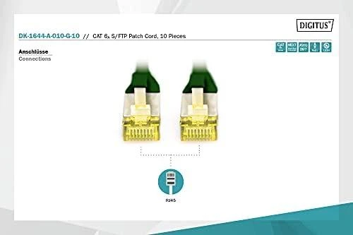 Digitus DIGITUS 10 vnt kabla CAT 6A S/FTP 1m žalia