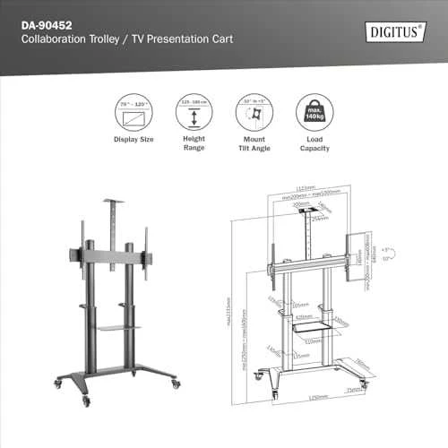 Laikiklis Digitus Skaitmenas | Kita | 70-120 " | Maksimalus svoris (keliamoji galia) 140 kg | Juodas