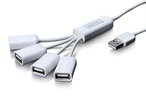 Assmann Electronic DIGITUS USB2.0 kabelio šakotuvas 4 prievadų magistralė maitinama 4xUSB A/F 1xUSB A/M be maitinimo šaltinio