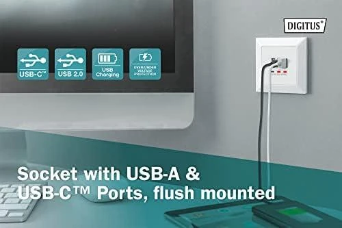 Digitus Skaitmenas | Lizdas su USB A ir USB-C prievadais, įmontuotas
