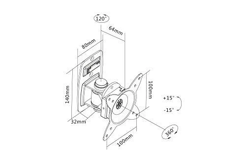 Assmann Electronic DIGITUS universalus sieninis laikiklis iki 69cm su pasukimo funkcija VESA 75x75mm 100x100mm juodas