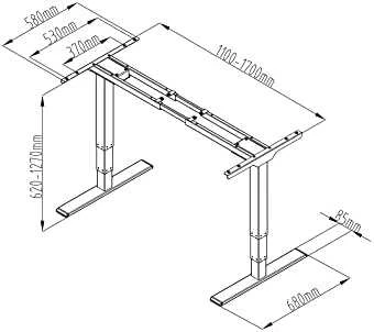 „Digitus“ grindų stovas | DA-90435 elektrinis stalo rėmas | Aukščio reguliavimas | Maksimalus svoris (keliamoji galia) 100 kg | Pilkas