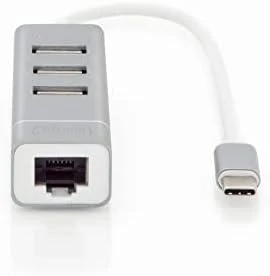 Assmann Electronic DIGITUS USB 2.0 3 prievadų šakotuvas + greitas Ethernet LAN adapteris su C tipo jungtimi