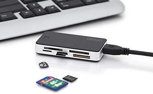 Assmann Electronic DIGITUS USB 3.0 kortelių skaitytuvo palaikymas MS/SD/SDHC/MiniSD/M2/CF/MD/SDXC kortelės 1M USB A jungties laidas