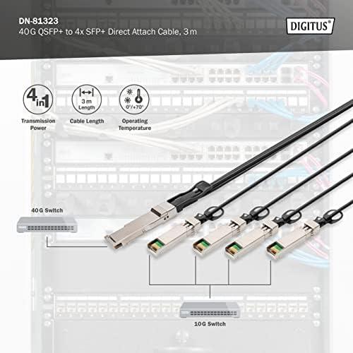 Digitus DIGITUS Kabelis QSFP+ to 4XSFP+ 40G DAC 3.0m juodas