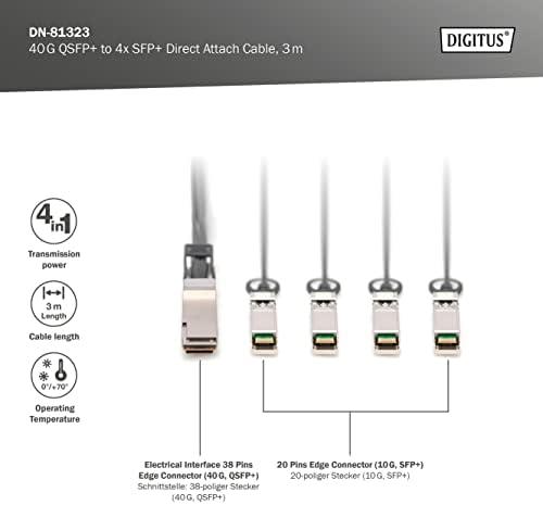Digitus DIGITUS Kabelis QSFP+ to 4XSFP+ 40G DAC 3.0m juodas
