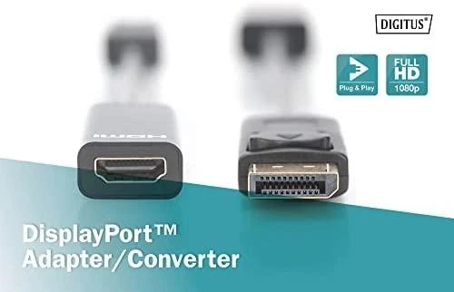 Adapteris AV Digitus DisplayPort - HDMI juoda (DB-340400-001-S)