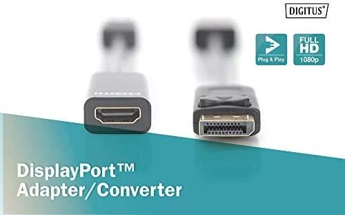 Adapteris AV Digitus DisplayPort - HDMI juoda (DB-340400-001-S)
