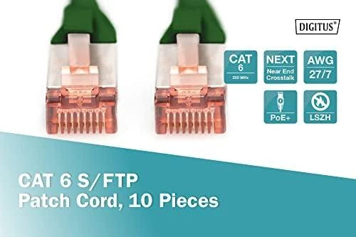 Digitus Patchcord CAT6, S-FTP, 0.25m, žalia, 10 vnt (DK-1644-0025-G-10)